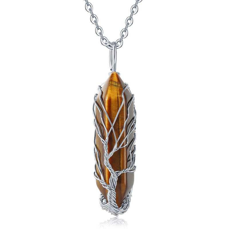 Olivenorma Crystal With Tree Of Life Gemstone Necklace - Tiger Eye - image 17