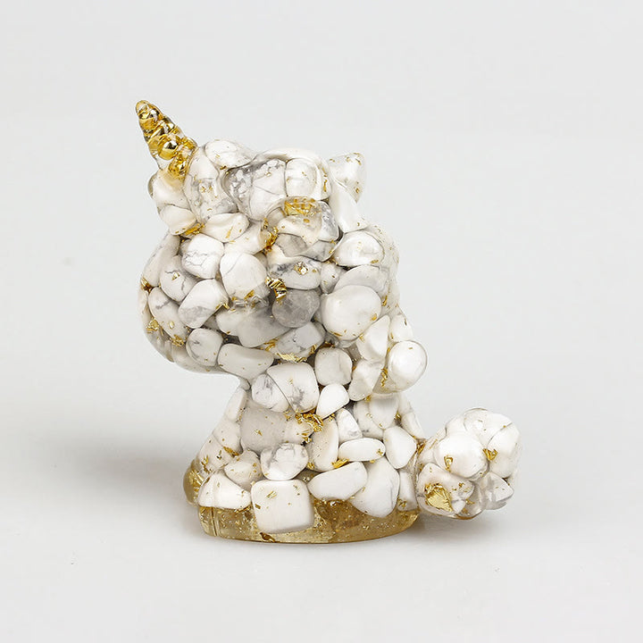 Olivenorma Crystal Unicorn Gemstone Decoration - White Turquoise&Gold Foil - image 42