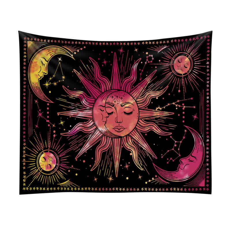 Olivenorma Sun And Moon Retro Art Yoga Wall Hanging Tapestry - Red - 90.55"*59.0"(230*150cm) - image 4
