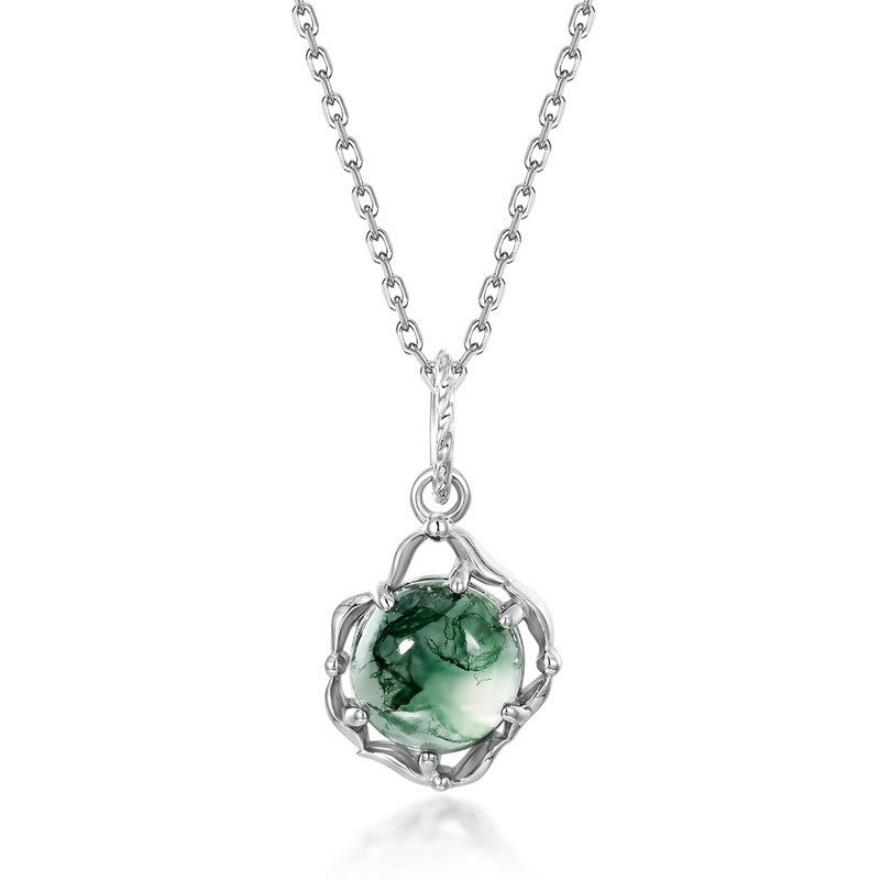 Olivenorma Moss Agate S925 Irregular Bezel Necklace - Moss Agate - image 0