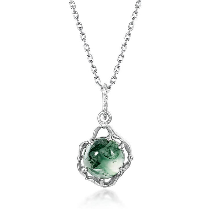 Olivenorma Moss Agate S925 Irregular Bezel Necklace - Moss Agate - image 0