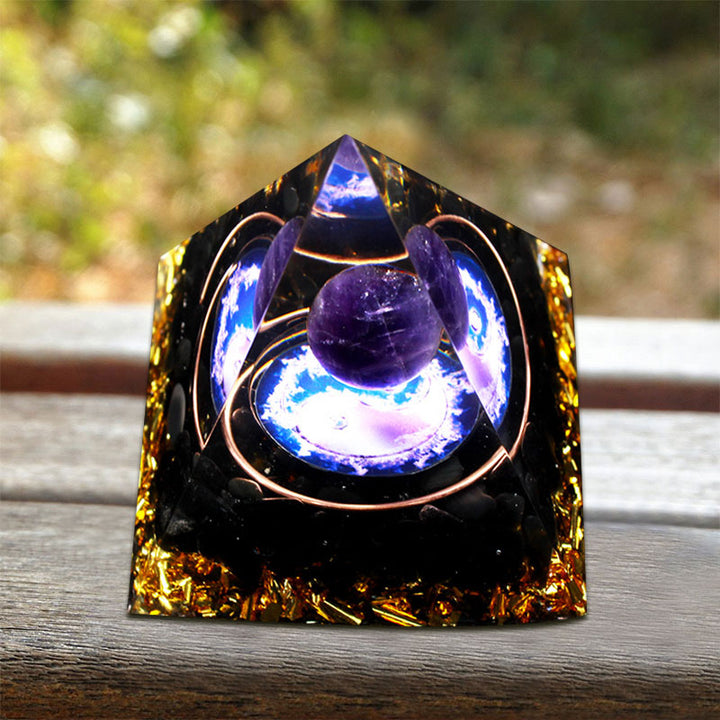 Olivenorma Black Tourmaline Amethyst Orgone Pyramid - image 2