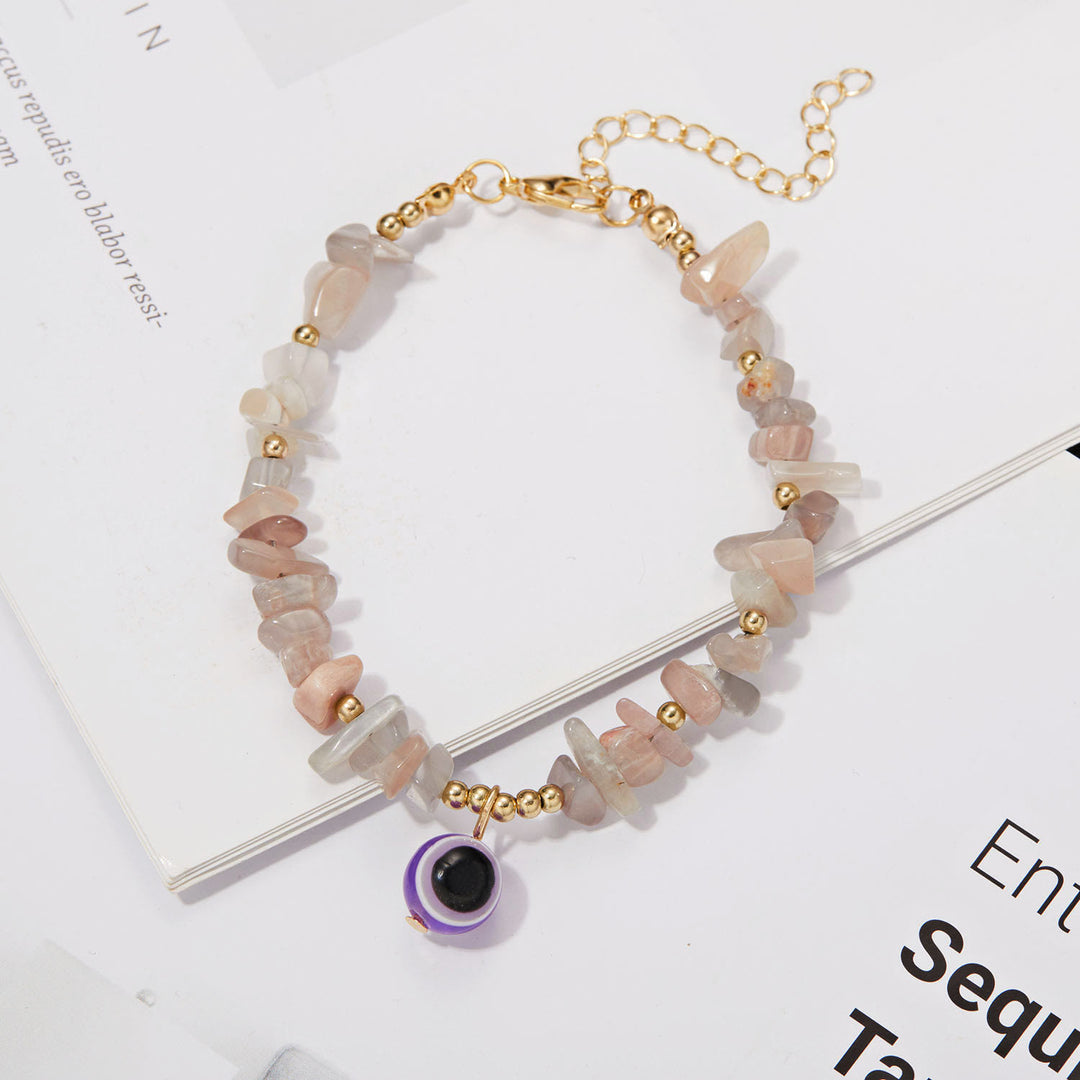 Olivenorma Natural Crystal Gravel Evil Eye Pendant Bracelet - image 28