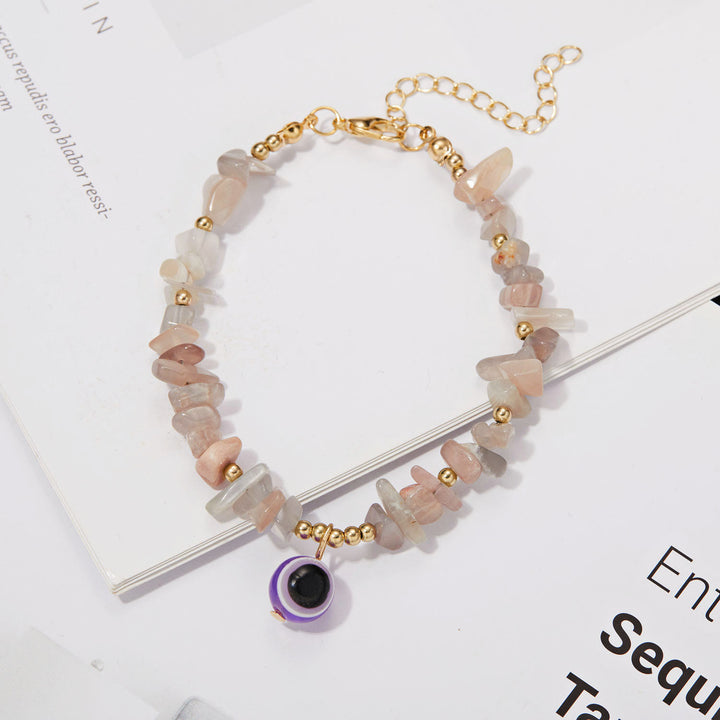 Olivenorma Natural Crystal Gravel Evil Eye Pendant Bracelet - image 28