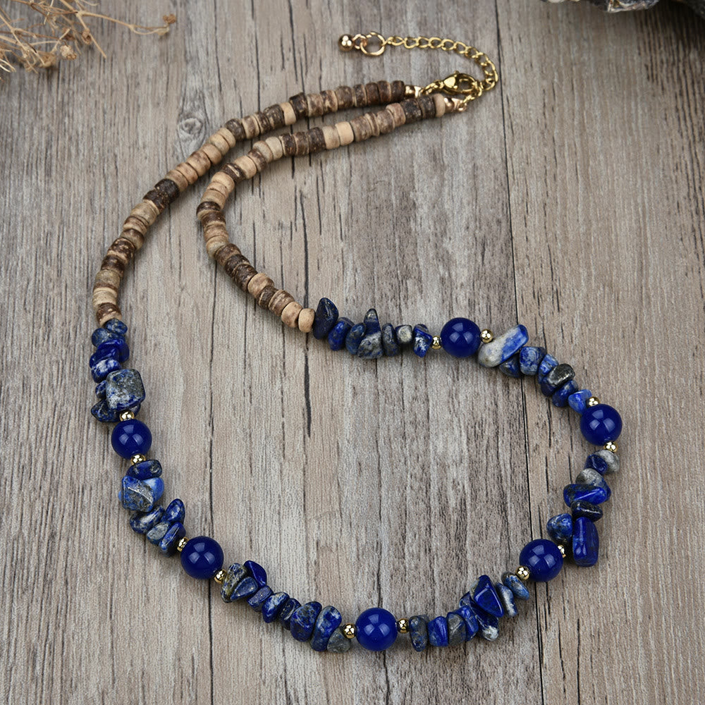 Olivenorma Natural Stone Beaded Ball Pendant Necklace - Lapis Lazuli - image 16