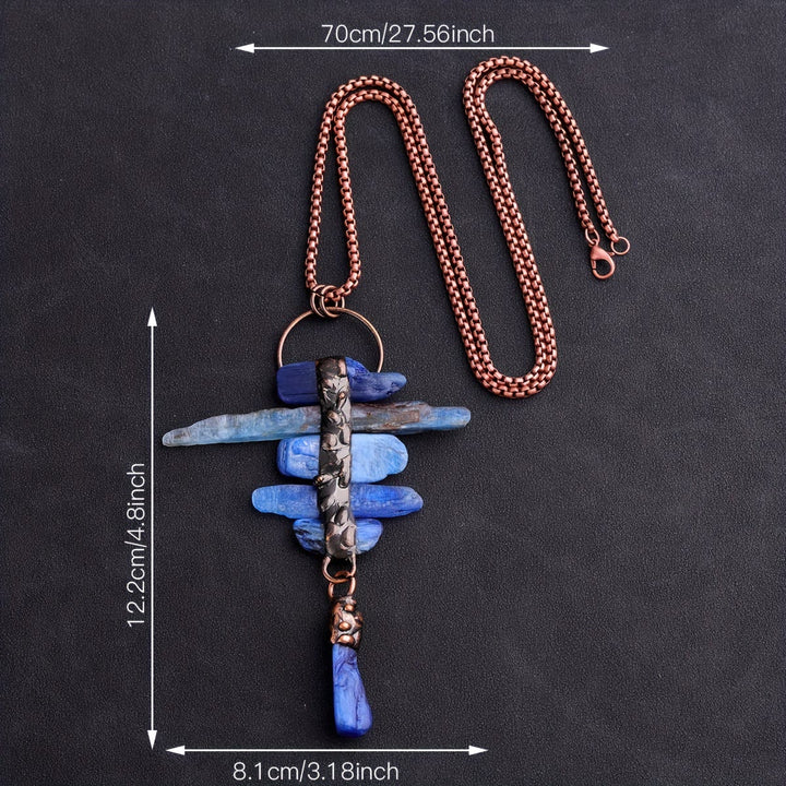 Olivenorma Irregular Kyanite Original Stone Six Link Tassel Necklace - image 6