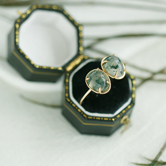 Olivenorma Natural Oval Moss Agate 925 Silver Ring - image 7