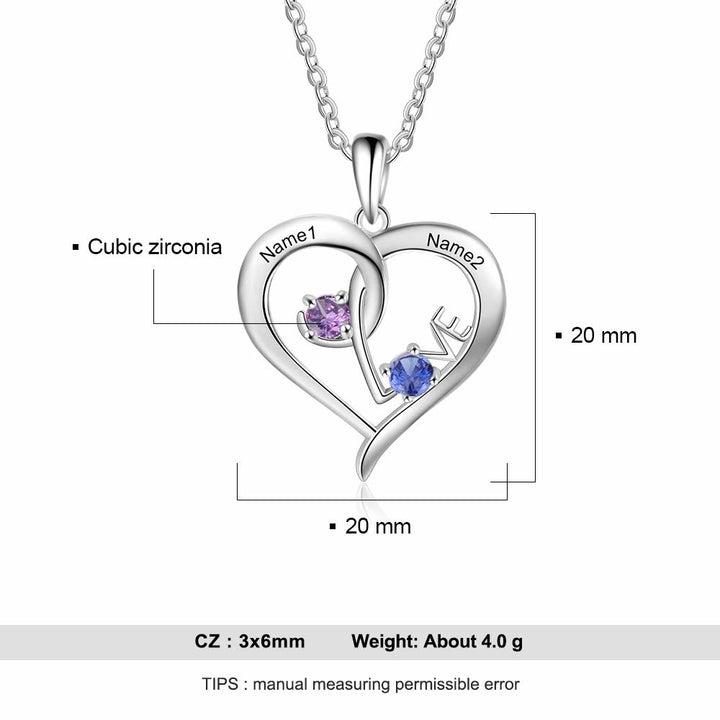 Olivenorma Personalized 2 Name Birthstones Necklace - image 5