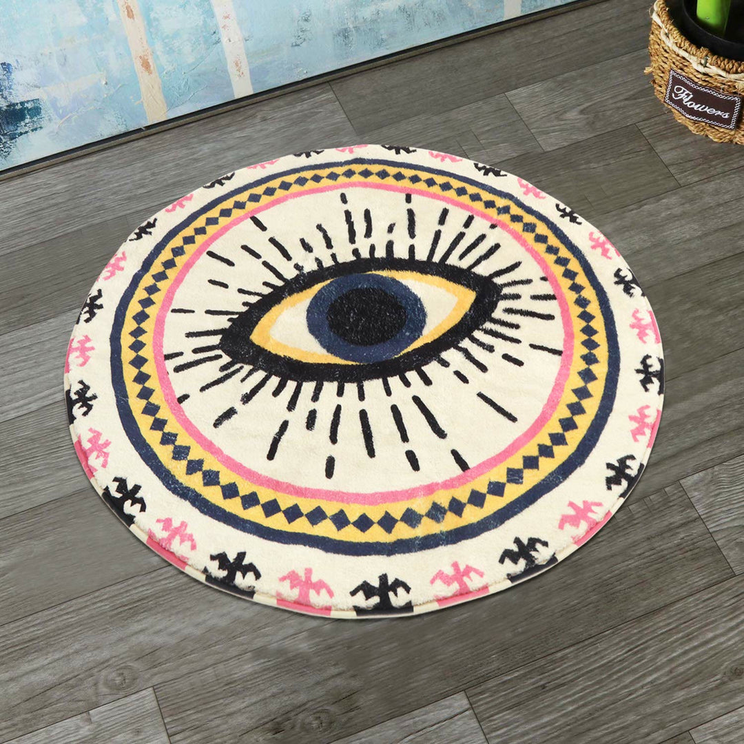 Olivenorma Round Pink Evil Eye Rugs Non-Slip Carpet - image 5