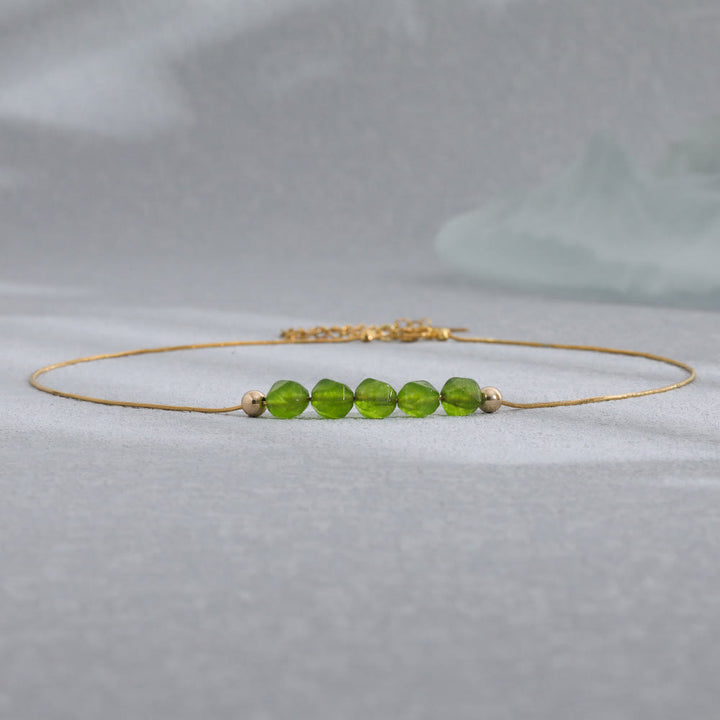 Olivenorma Natural Prehnite Beaded Stainless Steel 18K Necklace - image 3