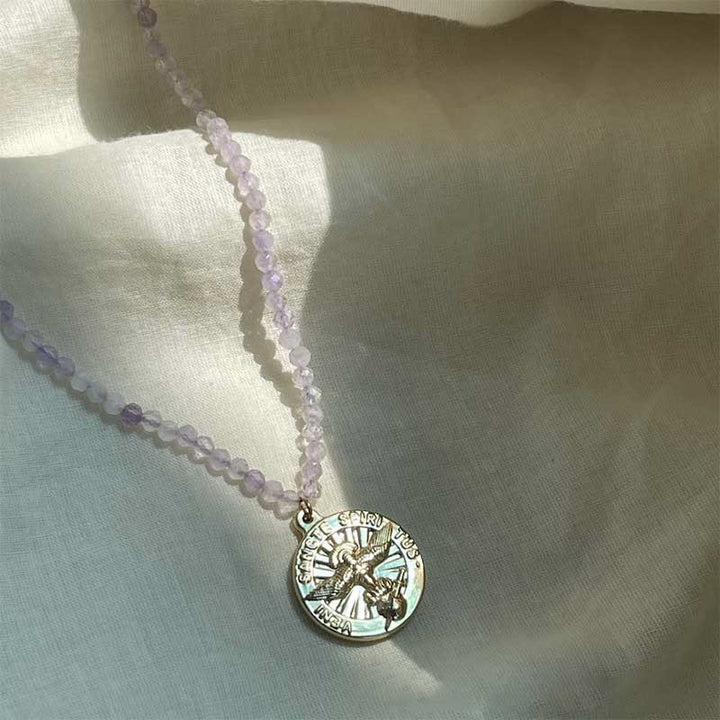 Olivenorma Natural Crystal Metal Plate Pendant Necklace - image 35