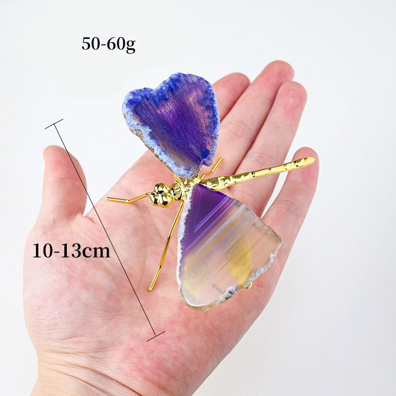 Olivenorma Natural Agate Slices Dragonfly Gemstone Decoration - image 7