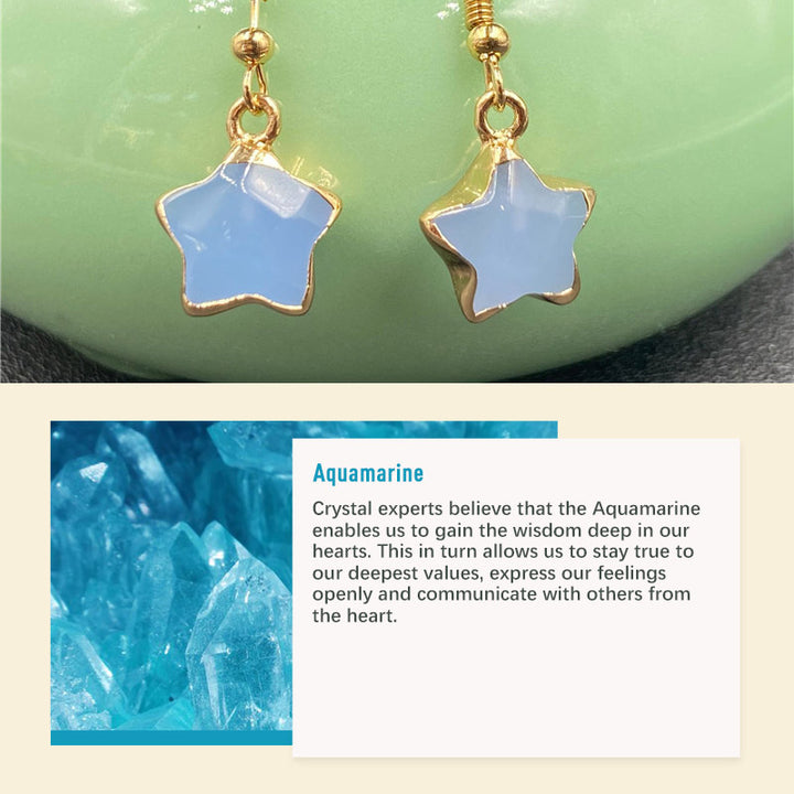 Natural Crystal Stone Earrings - Aquamarine - image 8