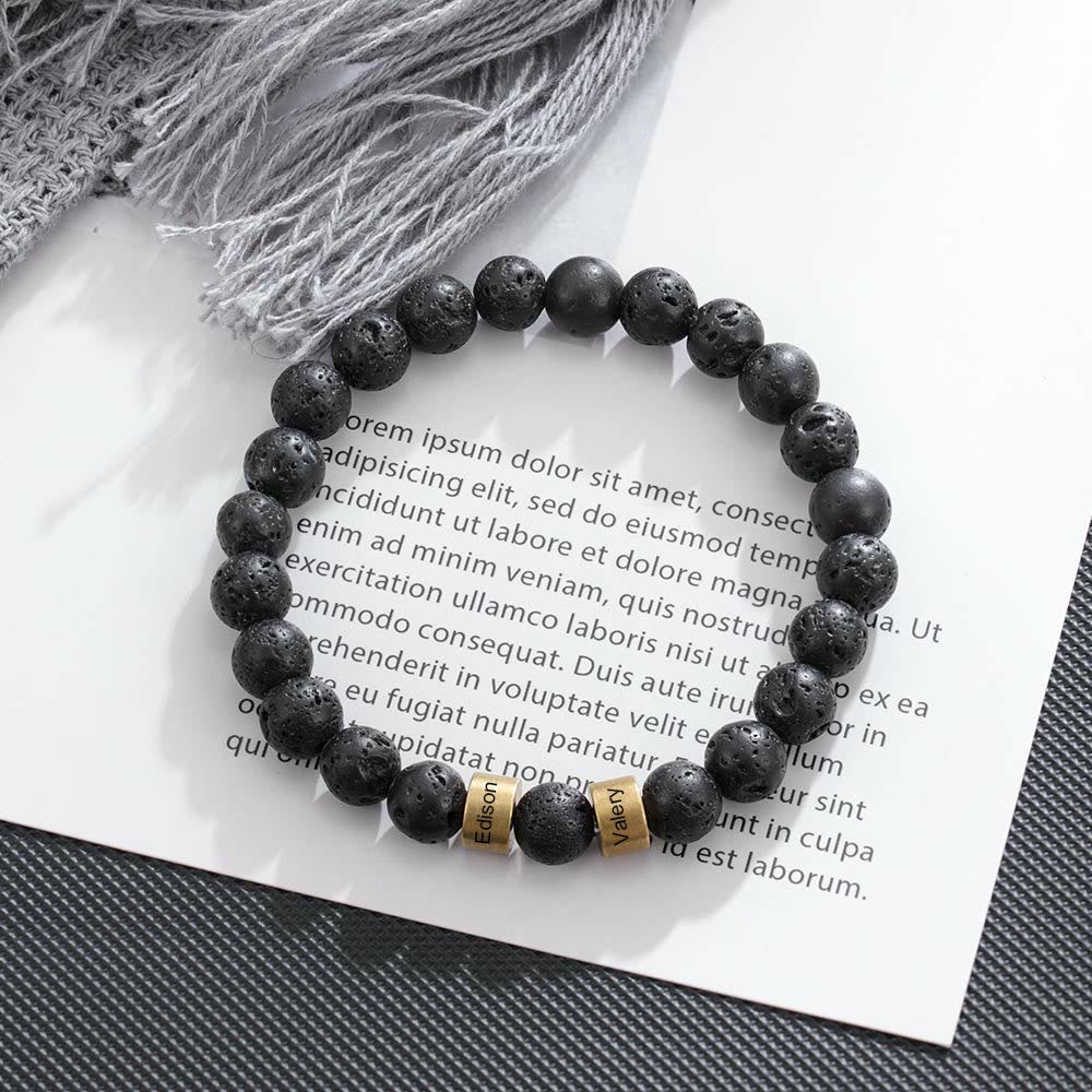 Olivenorma Natural Stone Engraving Personalized Beads Men Bracelet - image 39