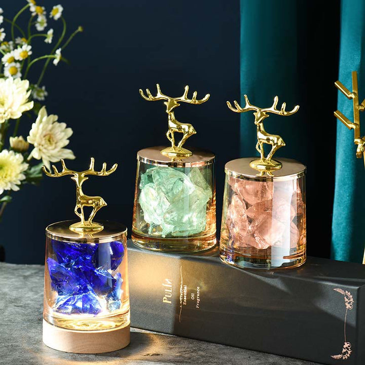 Olivenorma Deer Cup Fireless Ornament Crystal Aromatherapy Lamp - Amethyst - Yulong Tea Essential Oil - image 0