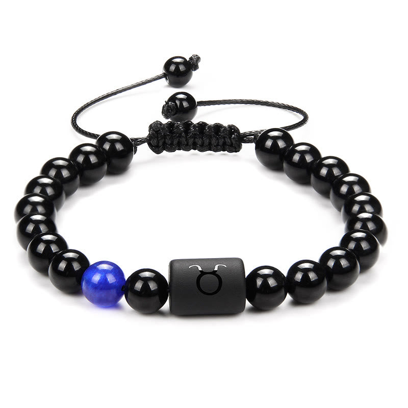 Olivenorma Natural Black Onyx Zodiac Men Woven Bracelet - Lapis Lazuli&Black Onyx - image 4