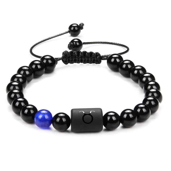 Olivenorma Natural Black Onyx Zodiac Men Woven Bracelet - Lapis Lazuli&Black Onyx - image 4