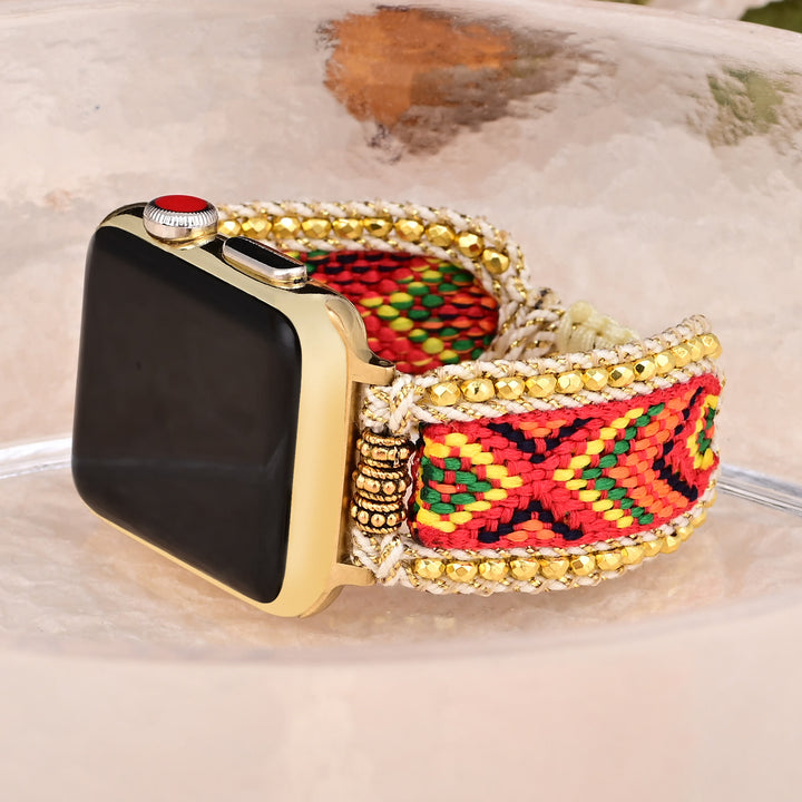 Olivenorma Gold Zircon Orange Red Nylon Braided Apple Watch Strap - Watch Dial Size 42-45mm - image 0