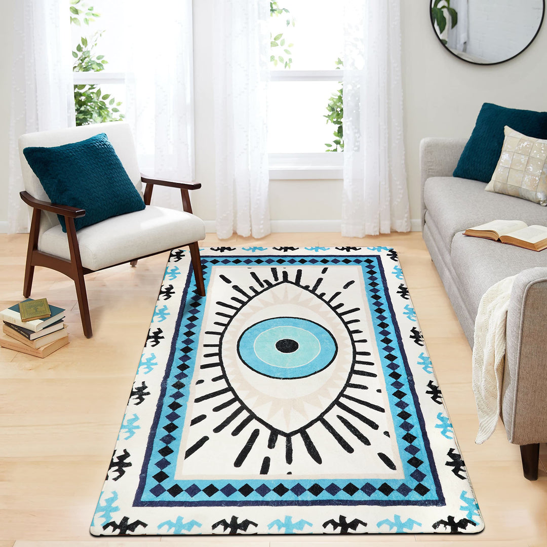 Olivenorma Blue Evil Eye Antibacterial Washable Rugs Carpet - image 1