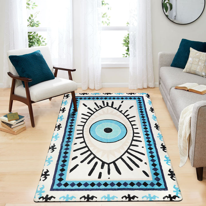 Olivenorma Blue Evil Eye Antibacterial Washable Rugs Carpet - image 1