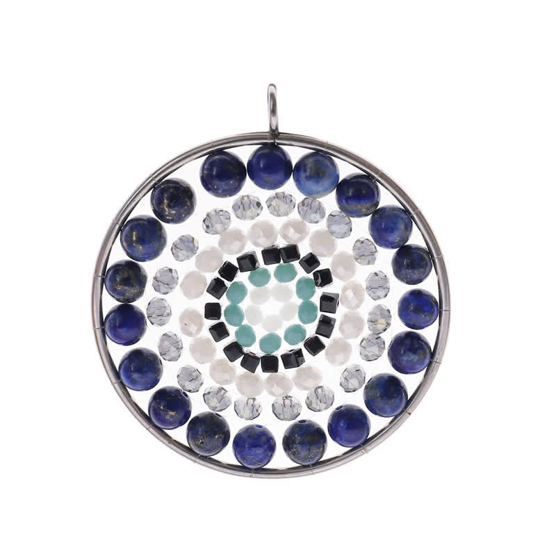 Olivenorma Datura Flower Round Pendant Crystal Necklace - Lapis Lazuli - image 5