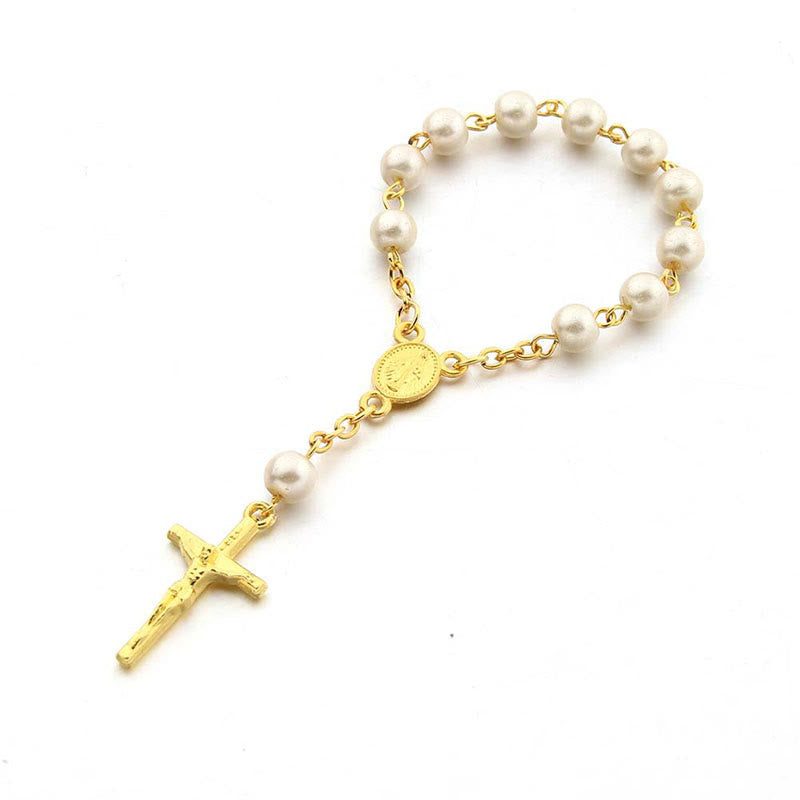 Olivenorma Pearl Cross Virgin Mary Rosary Bracelet - Gold & Pearl - image 13