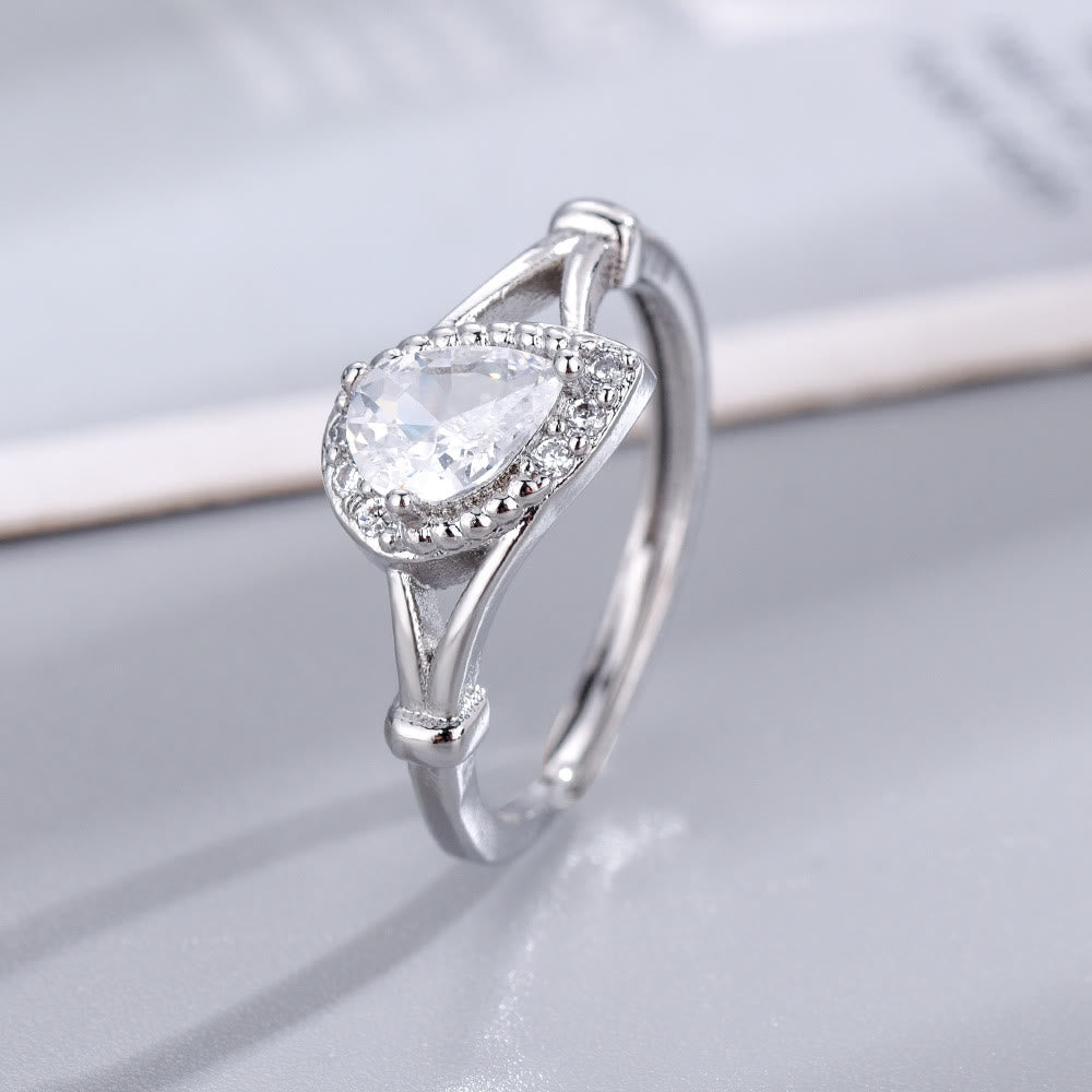 Olivenorma Amethyst White Zircon Water Drop Open Adjustable Ring - White Zircon - image 6