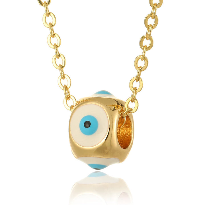 Olivenorma Oil Dripping Round Evil Eye Pendant Necklace - White - image 6