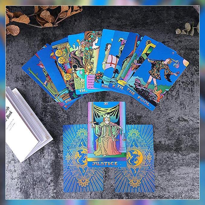 Olivenorma Green Blue Moon Gold Foil Tarot Cards - image 8