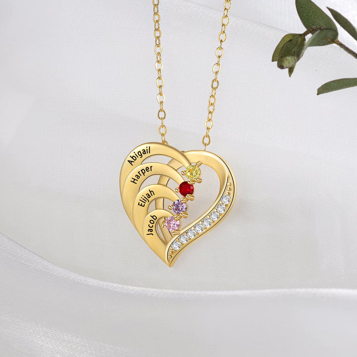 Olivenorma Personalized Birthstones Engraved Heart Necklace - image 15