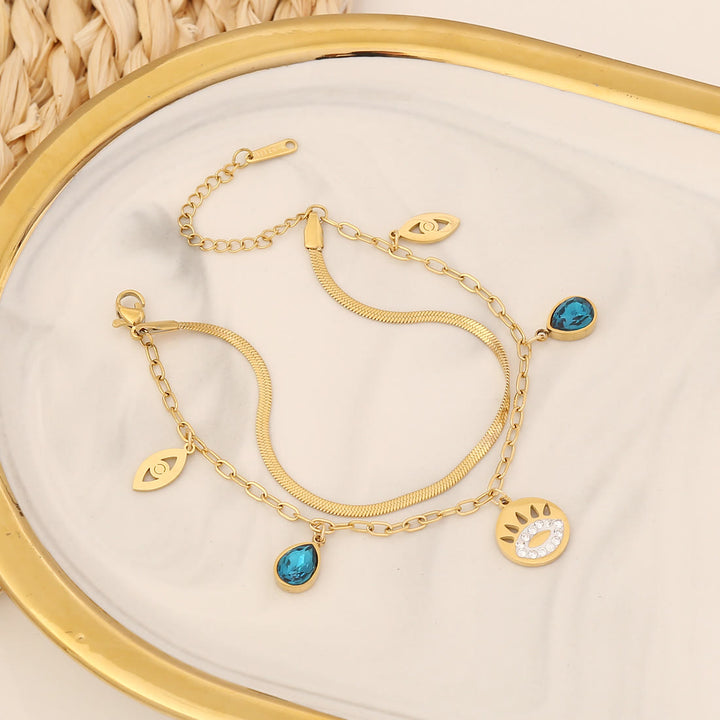 Olivenorma Blue Topaz Epoxy Evil Eye Clover Lucky Bracelet - Blue Topaz & Evil Eye #2 - image 7