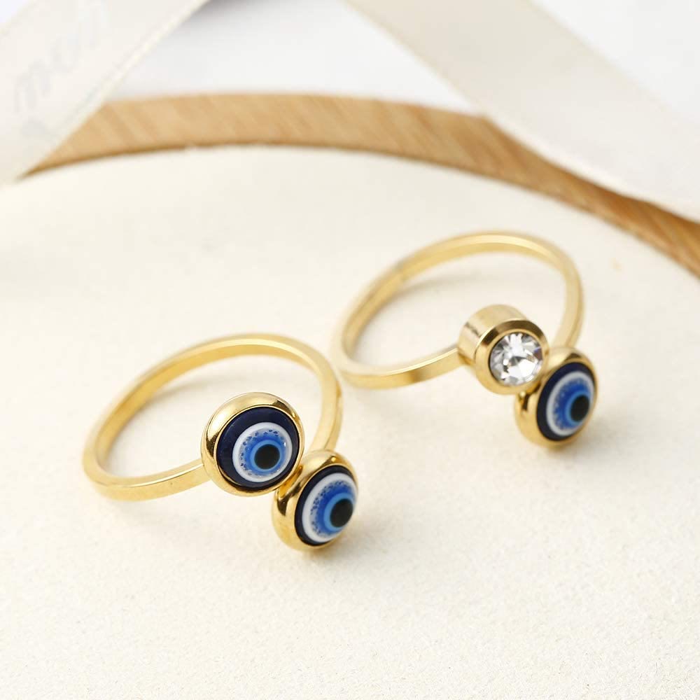 Olivenorma White Zircon Gold Plated Evil Eye Women Ring - image 20