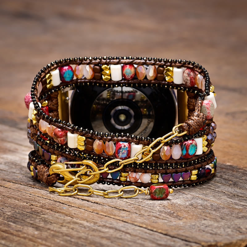 Olivenorma Crystal Beaded Brown Braided Samsung Strap Bracelet - image 1