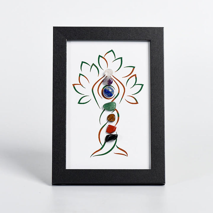 Olivenorma Yoga Tree Chakra Raw Stone Photo Frame Decoration - Yoga Tree&Chakra#2 - Black Photo Frame - image 5