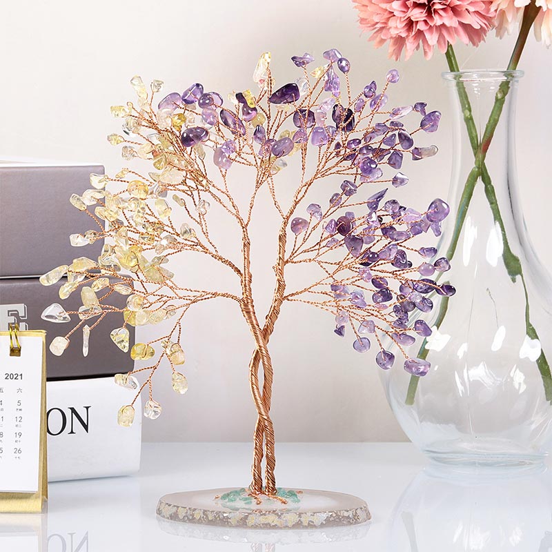 Olivenorma Natural Crystal Stone Feng Shui Tree - Amethyst&Citrine - image 7