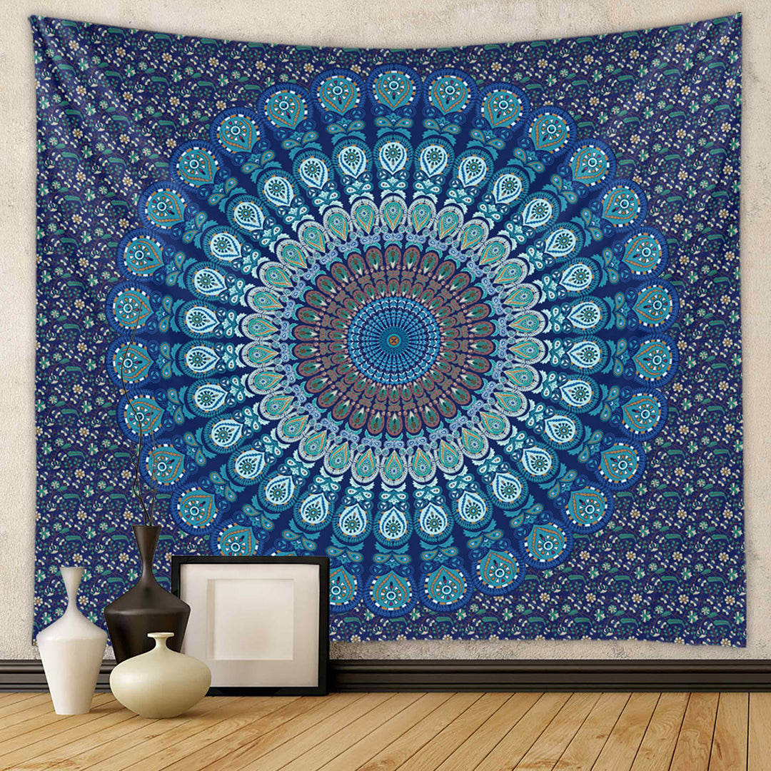 Olivenorma Mandala Peacock Pattern Tapestry - 180*230cm - Blue - Flannel - image 0