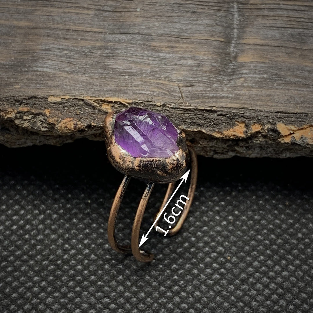 Olivenorma Natural Irregular Raw Stone Twelve Birthstone Adjustable Ring - image 12