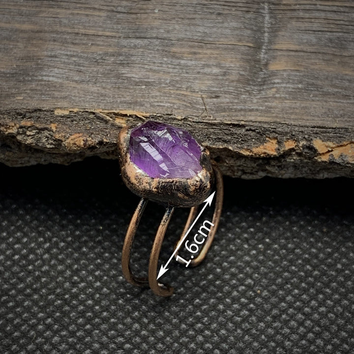 Olivenorma Natural Irregular Raw Stone Twelve Birthstone Adjustable Ring - image 12