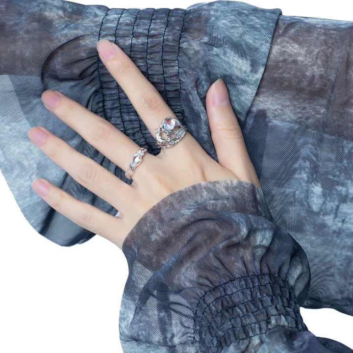 Olivenorma Irregular Branch Pattern Moonstone Ring - image 4