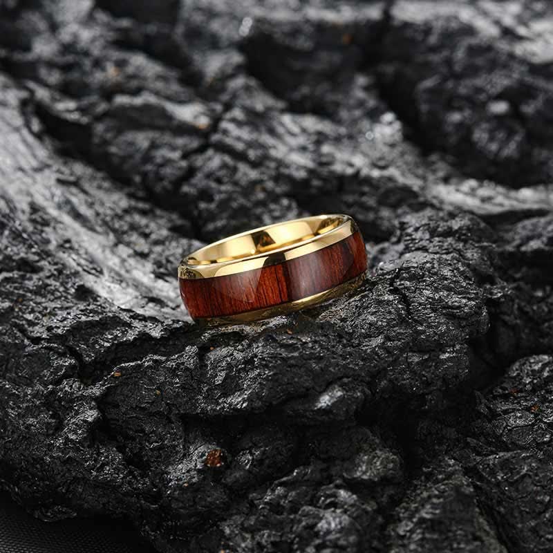 Olivenorma Koa Wood and Abalone Shell Tungsten Carbide Ring - image 28