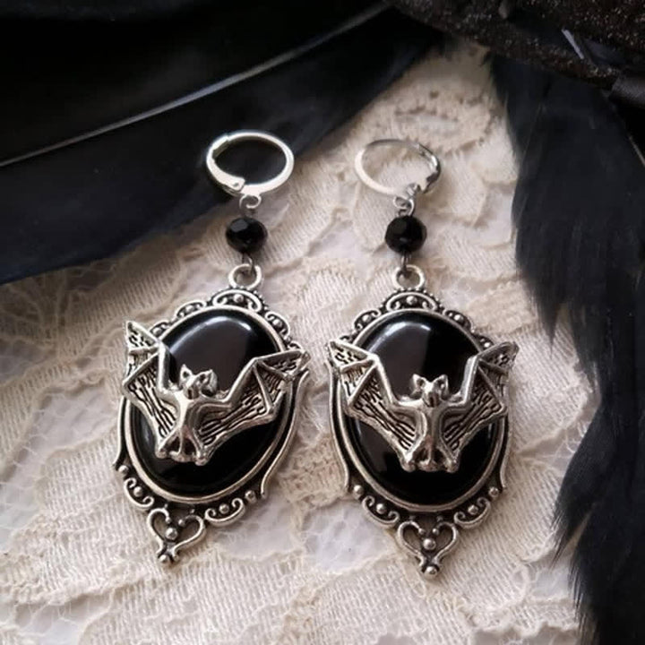 Obsidian Halloween Bat Earrings - Obsidian - image 0