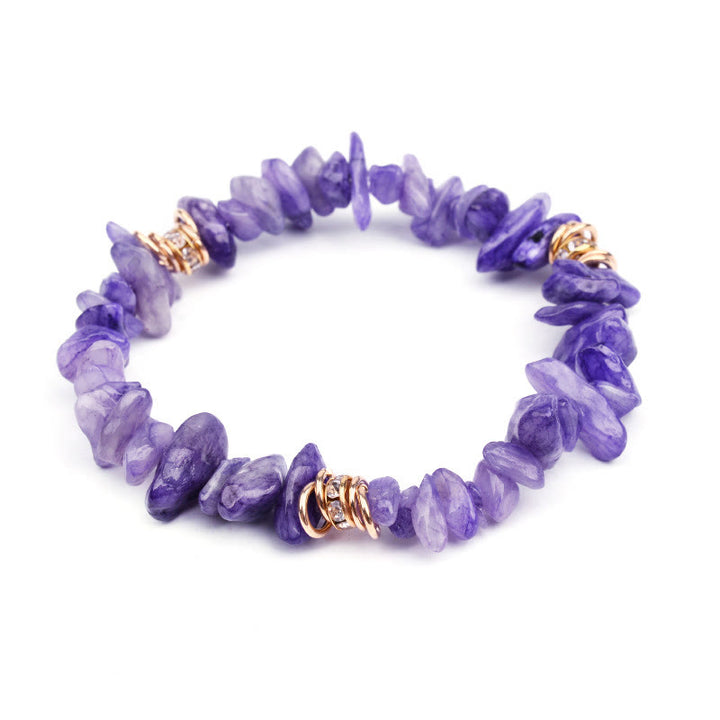 Olivenorma Irregular Stone Crystal Crushed Beads Bracelet - Purple Jade - image 26