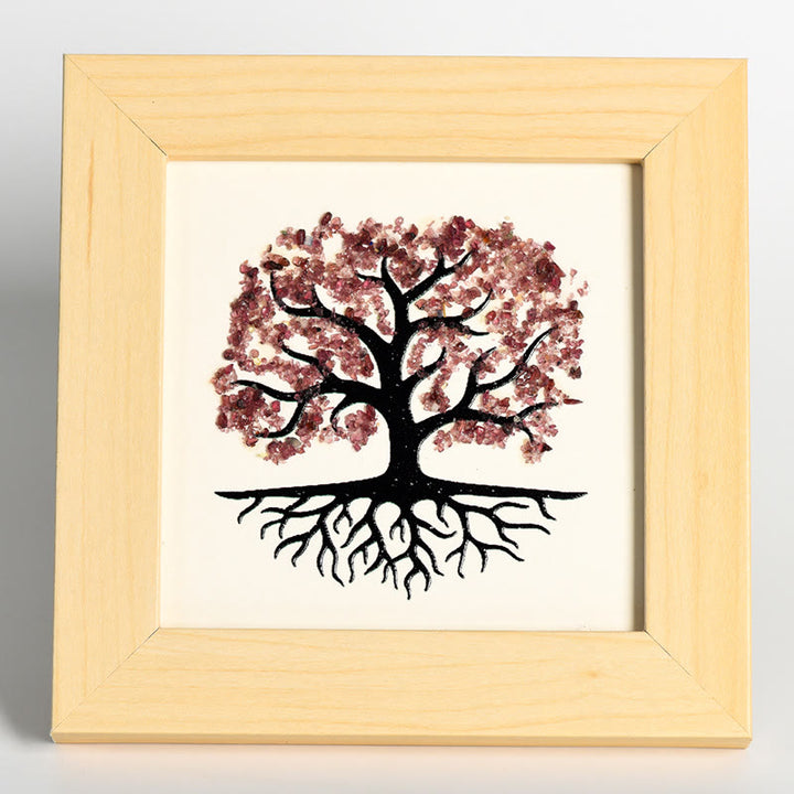 Olivenorma Natural Crystal Gravel Tree Of Life Photo Frame Decoration - Strawberry Quartz - image 2