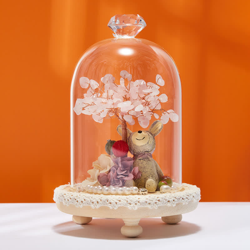 Olivenorma Natural Crystal Glass Cover Feng Shui Tree Decoration - Rose Quartz & Tree & Donkey - image 6
