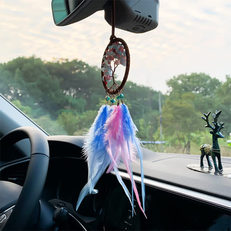 Olivenorma Crystal Tree of Life Feather Dreamcatcher Car Ornament - image 5