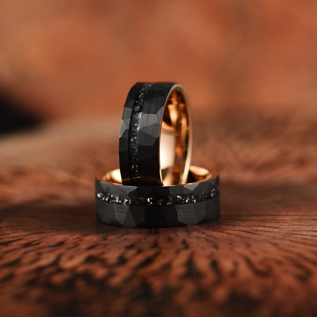 Olivenorma 8mm Black Tourmaline Tungsten Carbide Ring - image 4