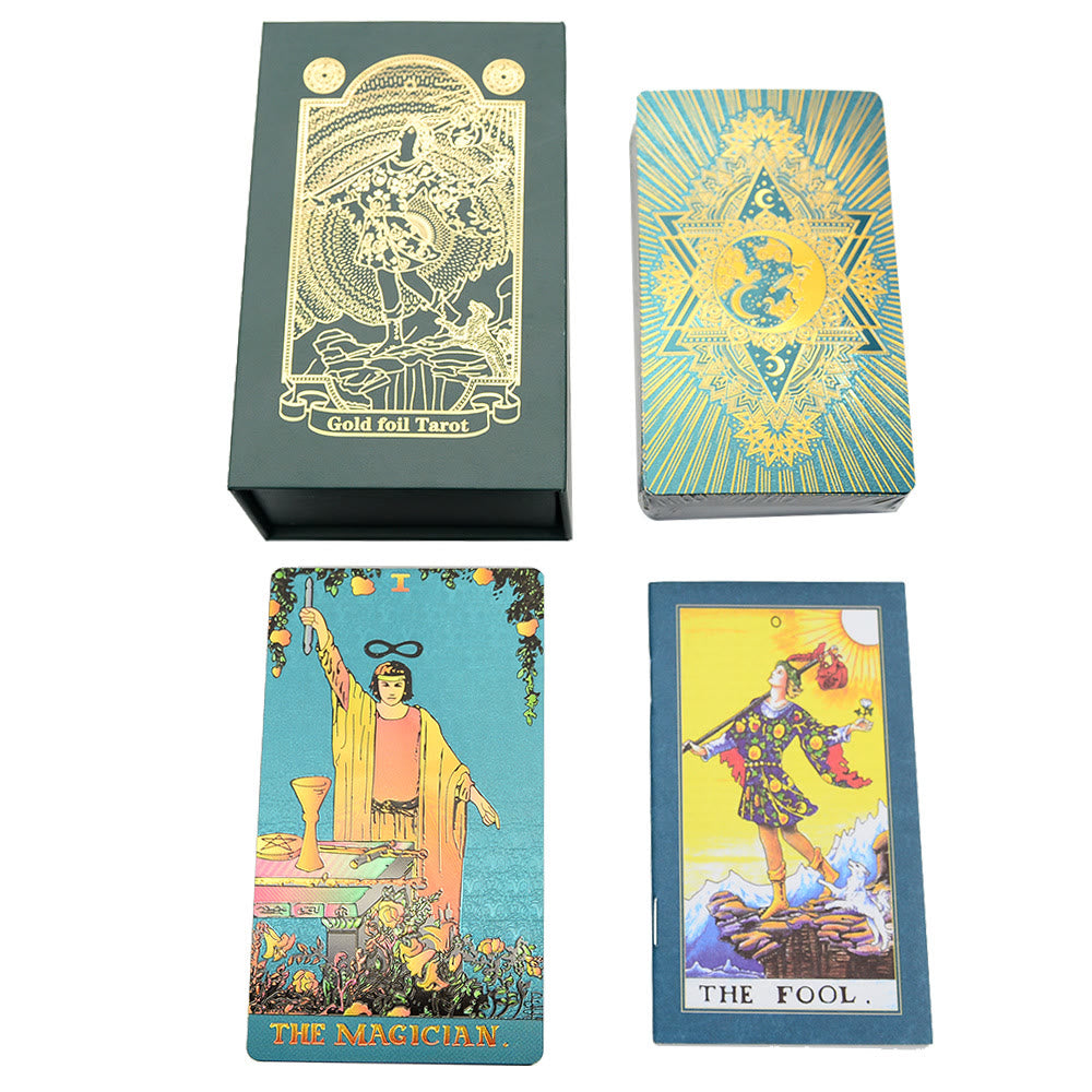 Olivenorma Green Blue Moon Gold Foil Tarot Cards - image 3