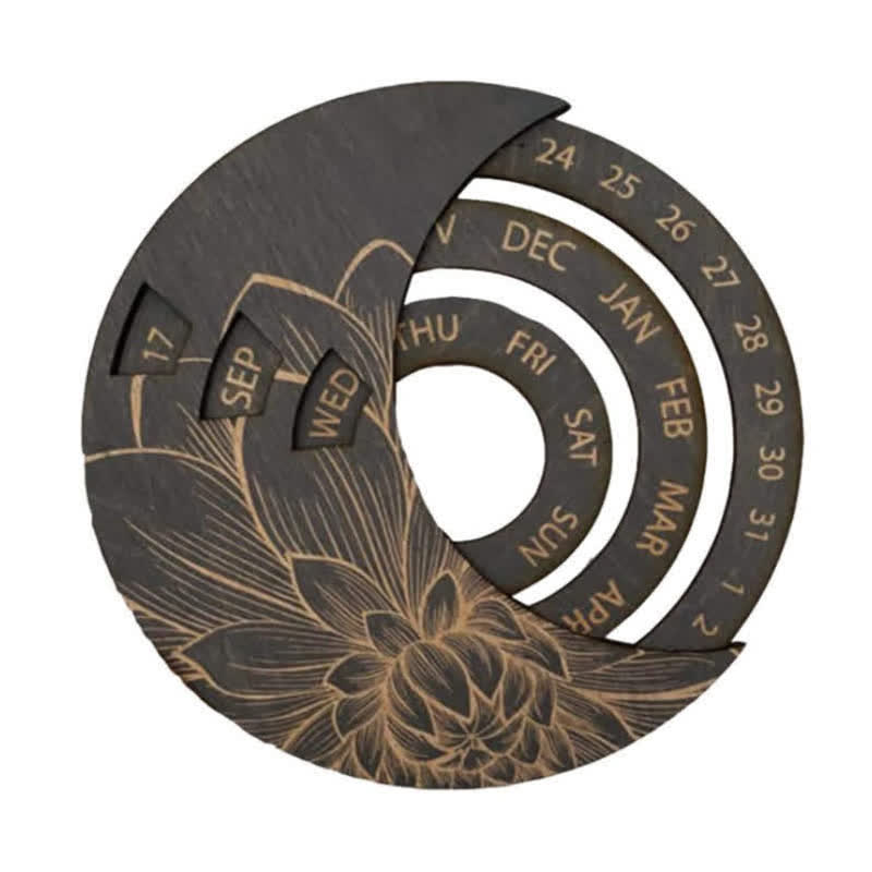 Olivenorma Circle Wooden Crescent Moon Perpetual Calendar Wall Decor - image 7