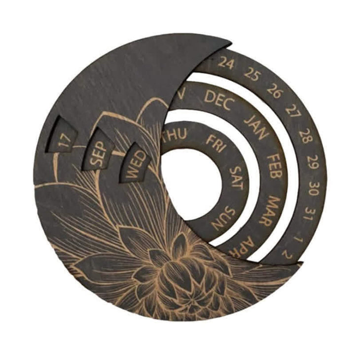 Olivenorma Circle Wooden Crescent Moon Perpetual Calendar Wall Decor - image 7