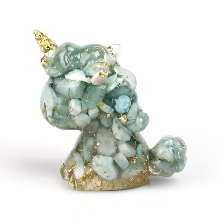 Olivenorma Crystal Unicorn Gemstone Decoration - Amazonite&Gold Foil - image 13